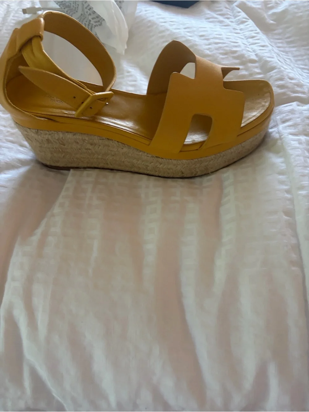 Hermes Women’s Yellow Platform Espadrille Sandal